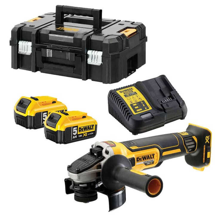 Meuleuse 18V XR Ø125 mm (2x5,0 Ah) en TSTAK - DEWALT DCG405P2