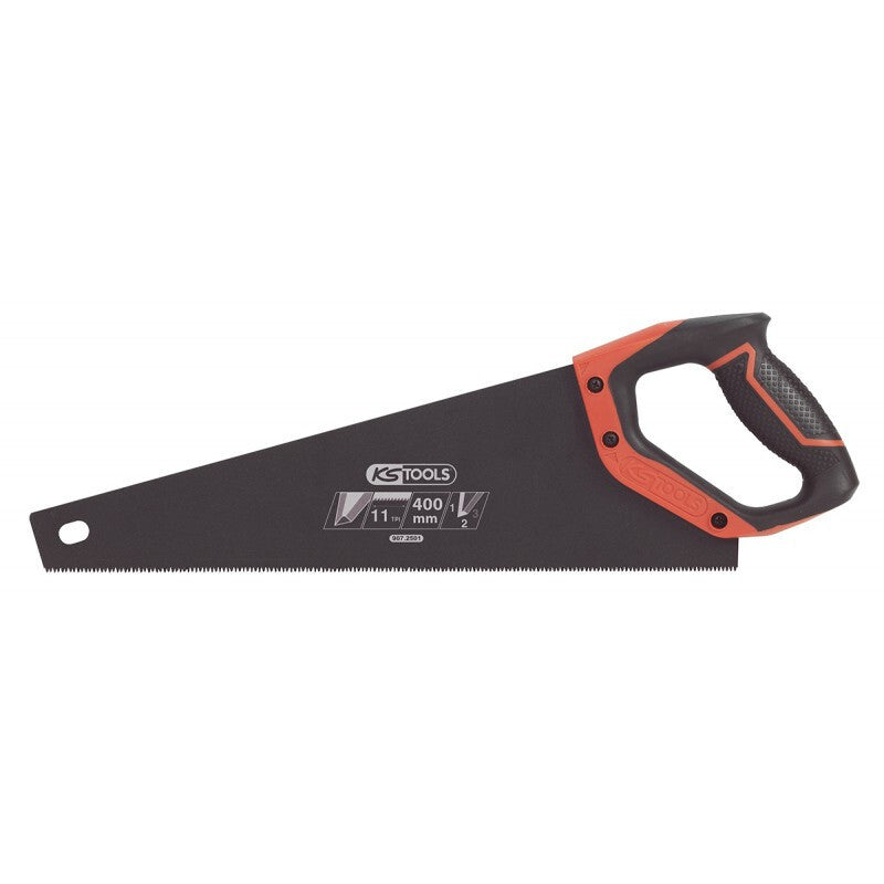 Scie égoïne travaux de précision 400mm, 3 angles de coupe 11TPI, poignée bi-mat. - KS Tools 907.2501