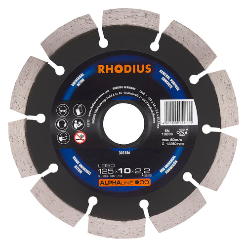 Disque de diamant LD 50 / 125 x 10,0 x 2,2 x 22,23 mm - RHODIUS LD50