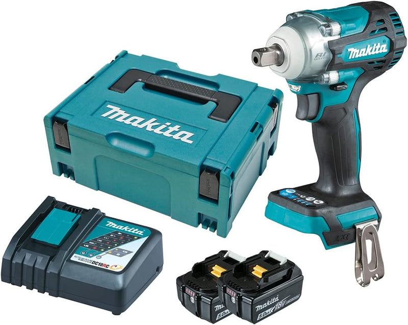 Boulonneuse à chocs sans fil 18V Li-ion 300 Nm carré 1/2 '' + 2 batteries 5Ah + chargeur rapide - MAKITA DTW301RTJ