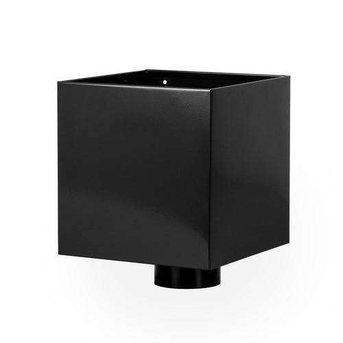Boite à eau Noir RAL 9005 200 x 200 sortie Ø 80 avec grille anti-feuilles – LPP