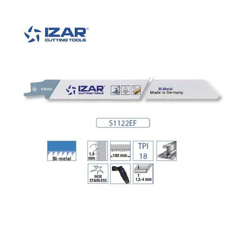 Lame scie sabre Bi-Métal (Pack de 5 PCS) pour Acier/Inox LG.200 mm 18 TPI - IZAR (S1122EF)