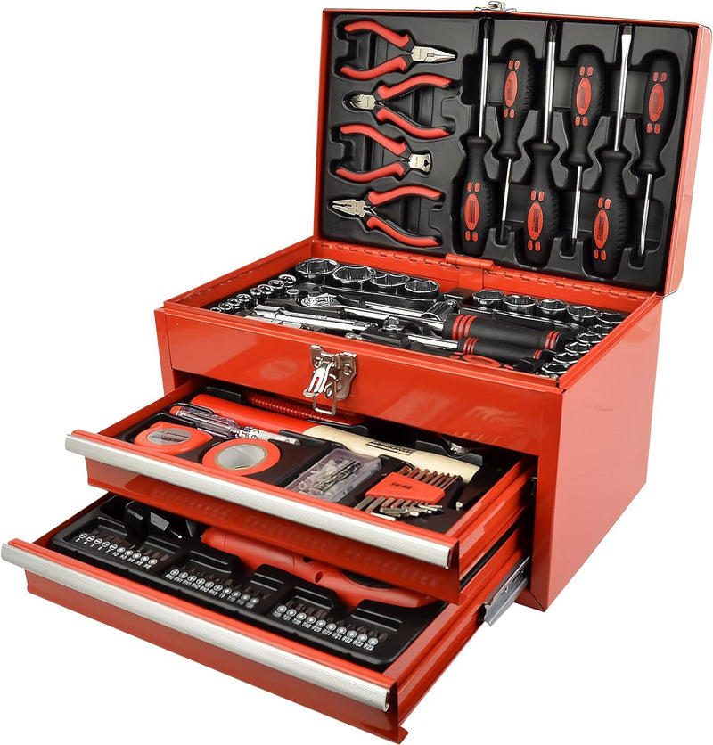 Malle à outils équipée métallique, 155 pièces - MANNESMANN - M29066
