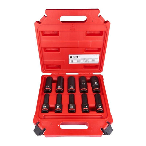 Coffret de douille à chocs longues 1/2" (10 pcs) - MILWAUKEE 4932480457