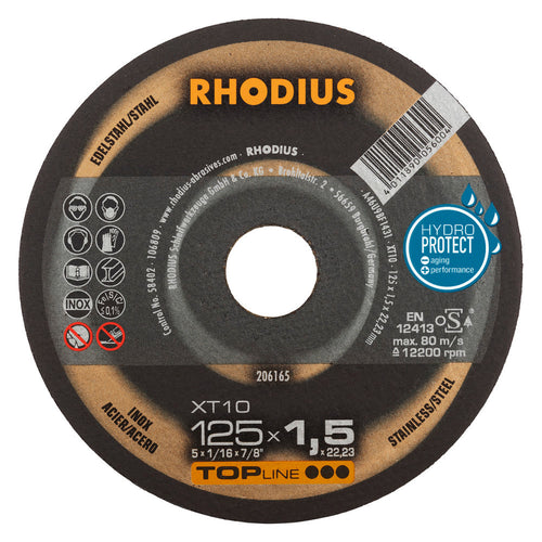 Disques à tronçonner XT10 125 x 1,5 x 22,23 TOP-LINE (Paquet de 25 pièces) - RHODIUS