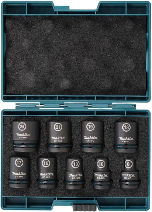 Coffret 9 douilles à choc 1/2'' en boite IMPACT BLACK - MAKITA E-16564