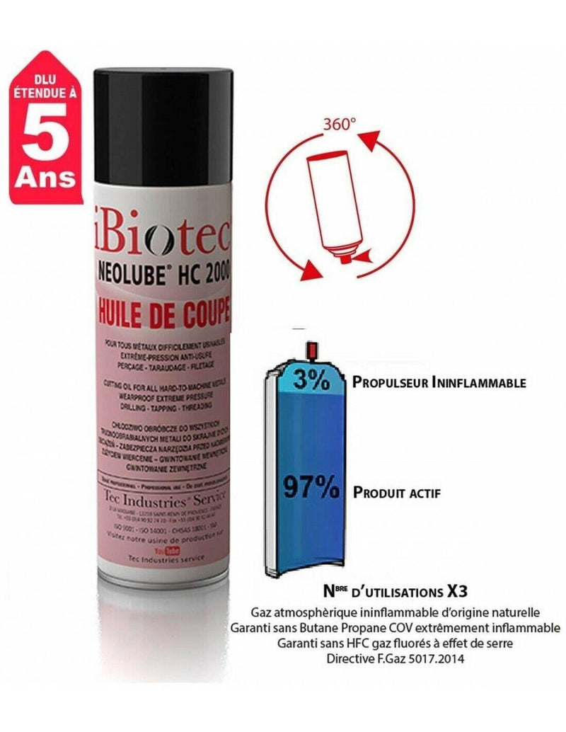 Huile de coupe pour tous métaux Neolube HC2000 IBIOTEC - Aérosol 400 ml