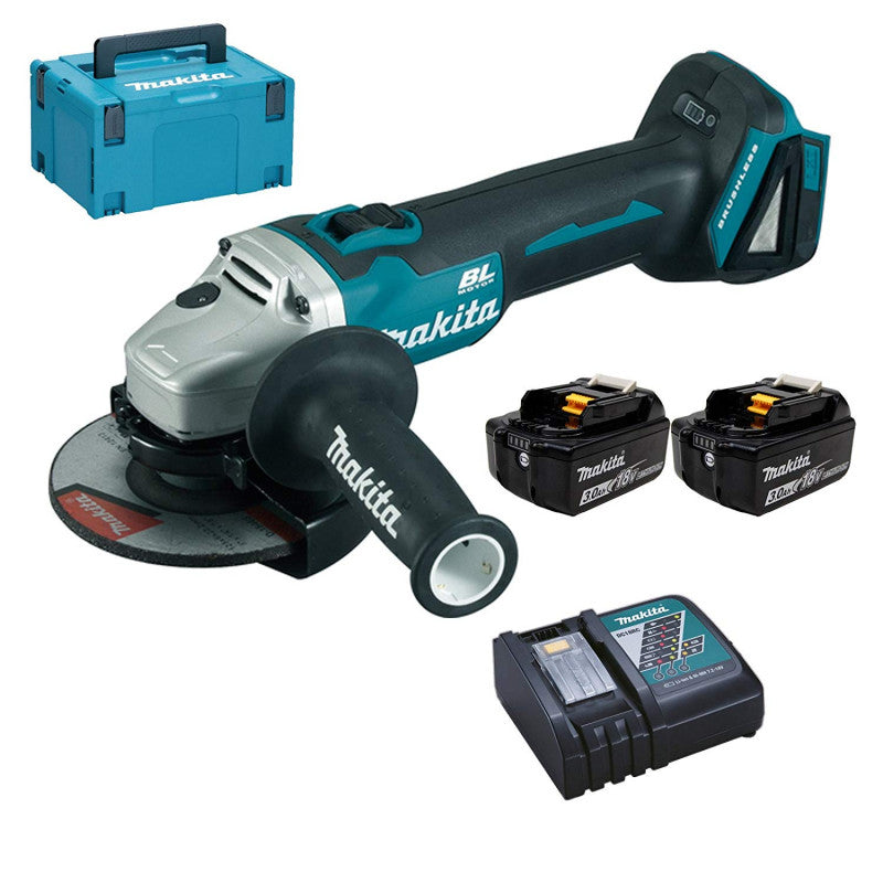 Meuleuse d'angle 18V LXT Ø125 mm (2x3,0 Ah) en MAKPAC - MAKITA DGA504RFJ