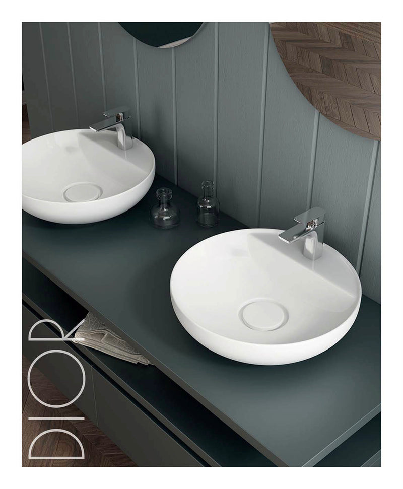 Vasque à poser céramique rond DIOR Diam.42 cm blanc brillant - LPP