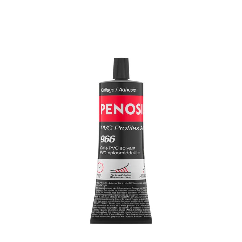 Colle PVC transparent solvantée pour profilés et assemblages PVC, haute viscosité et pouvoir garnissant – PENOSIL 966