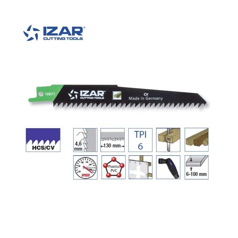 Lame de scie sabre pour bois (S644D) - Paquet de 5 PCS - HCS/CV 150 mm TPI 6 - IZAR
