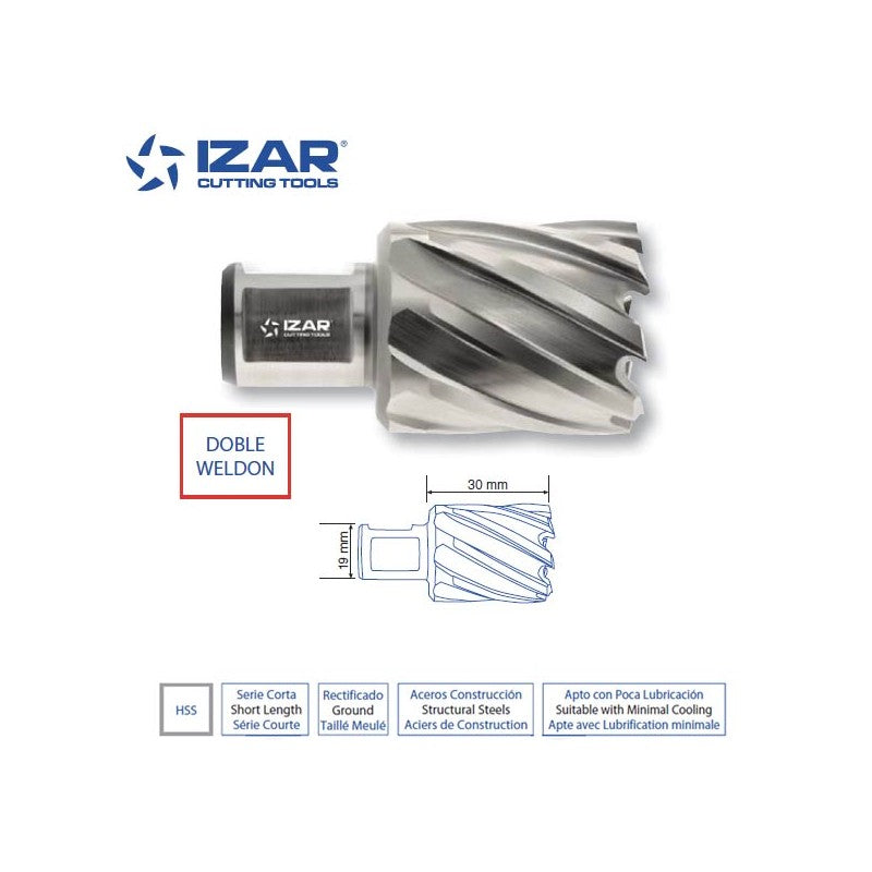 Fraise à carotter HSS courte (diamètres au choix) - IZAR 4070
