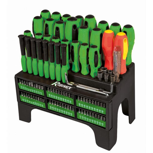 LOT DE TOURNEVIS + EMBOUTS AVEC SUPPORT 101 PIECES - RIBIMEX PRTOUR101/S