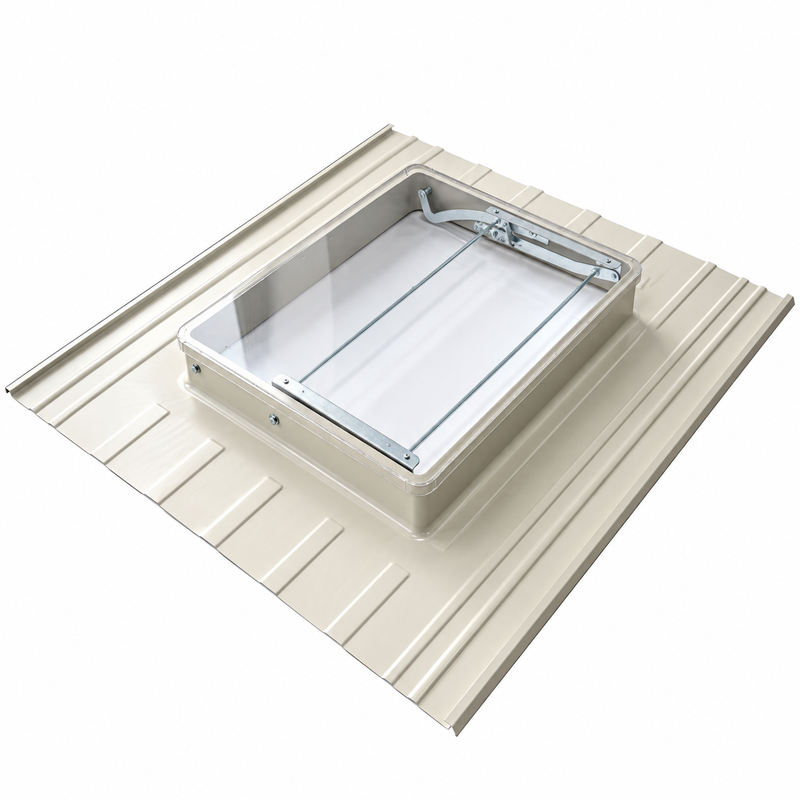 Fenêtre d'accès toiture pour combles non aménagés 66 x 53 cm – Vitre synthétique incassable, Blanc RAL 9002 – LPP TERRALUZ