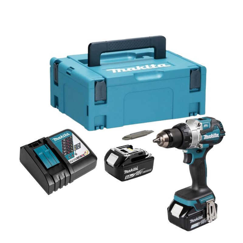 Perceuse à percussion 18V 70Nm (2x5.0Ah) en Makpac - MAKITA DHP489RTJ