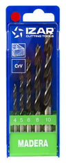 Coffret 5 forets auto-centreur bois IZAR CrV de 4 à 10 mm - Réf 1640