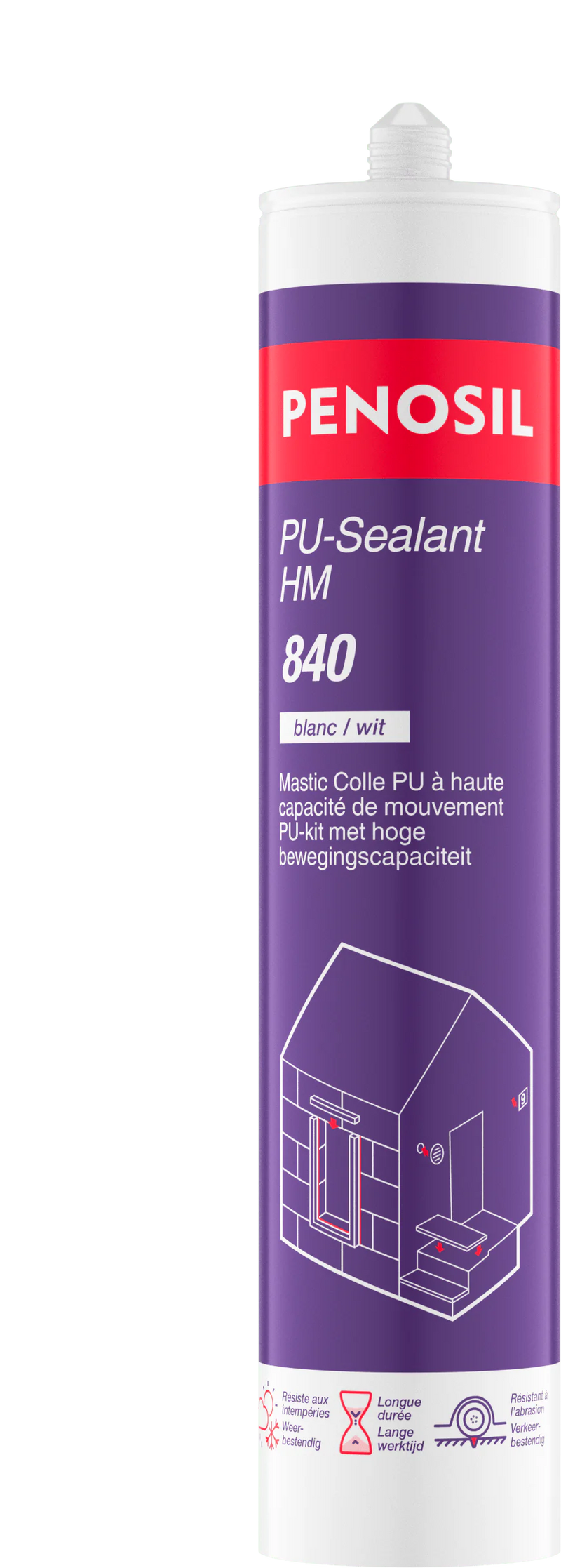 Mastic colle durcissant à l’humidité polyuréthane PU Sealant 40-FC – GRIS – 300ml - PENOSIL HM 840