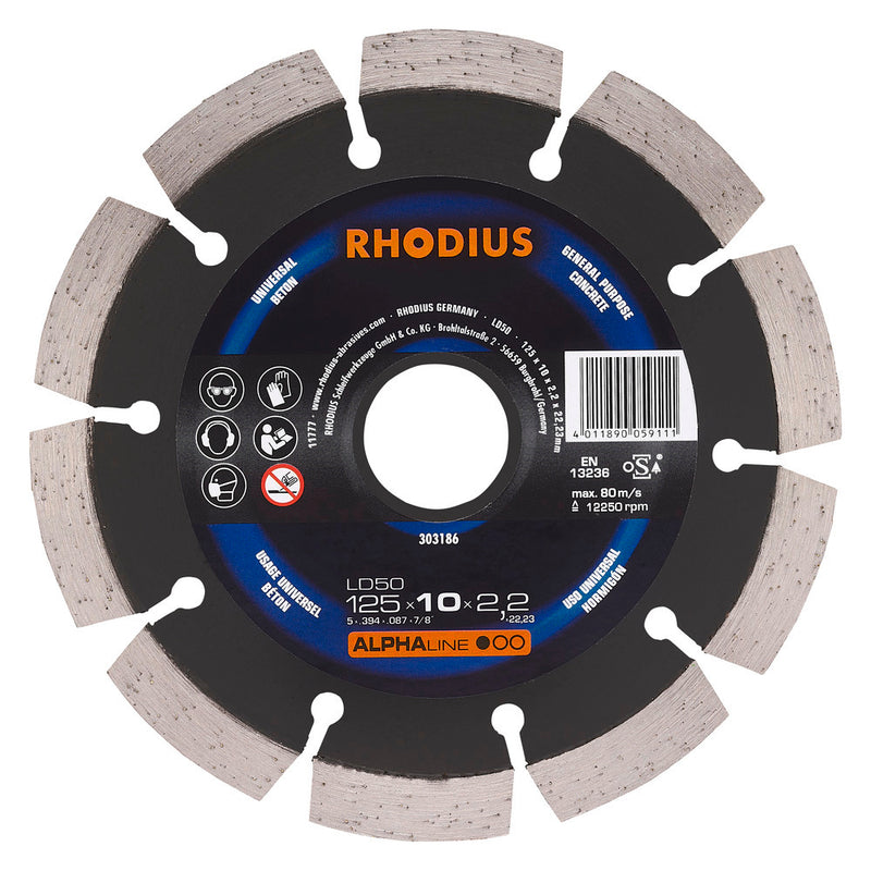 Disque de diamant LD 50 / 125 x 10,0 x 2,2 x 22,23 mm - RHODIUS LD50