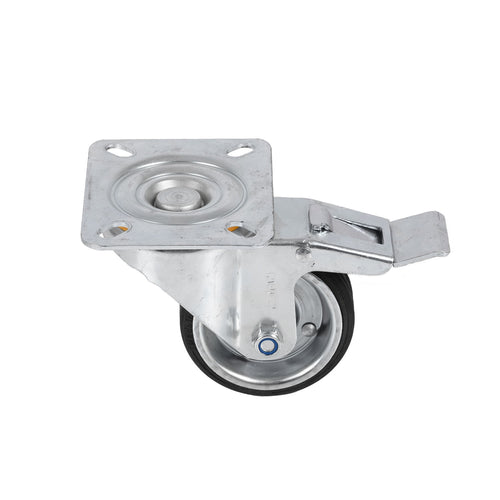 Roulette pivotante avec frein diamètre 80 mm ou 100 mm en caoutchouc noir - LPP