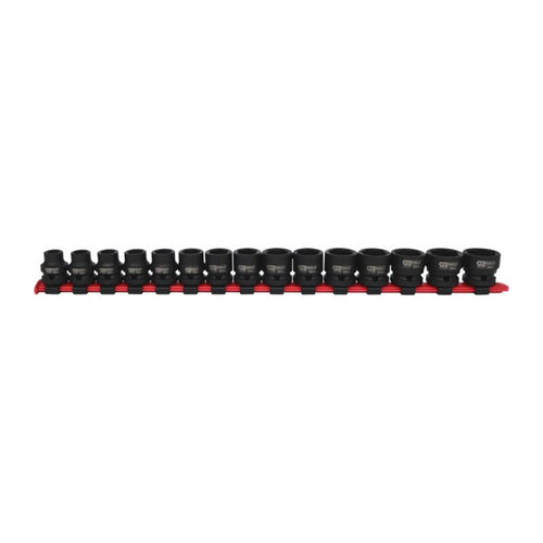 Jeu de douilles à chocs extra-courtes 6 pans 1/2" sur rail, 10 à 24 mm - KS TOOLS 515.0055