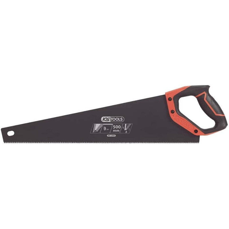 Scie egoine travaux courant 500mm, 3 angles de coupe 9TPI, poignée bi-matière - KS Tools 907.2503