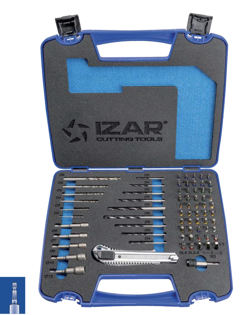 Coffret Jeu de forets et embouts vissage avec cutter et porte embout magnétique 72 PCS - IZAR