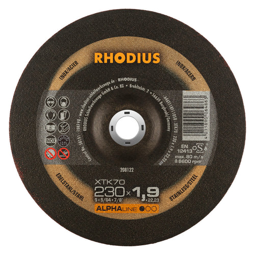 Disque à tronçonner pour acier et inox XTK70  230 x 1,9 x 22.23 mm - RHODIUS