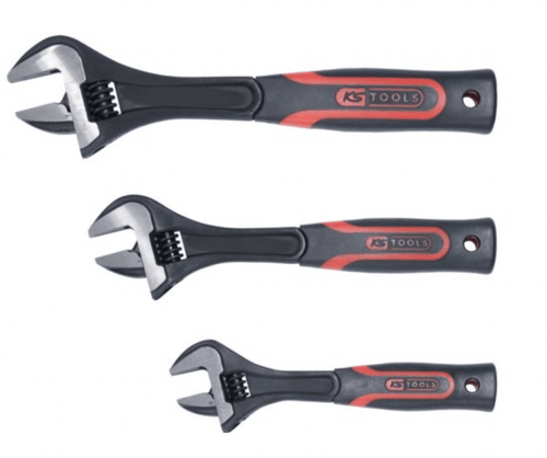 Jeu de 3 clés à molette KS, à manche bimatière ( 8"- 10"- 12" ) - KS Tools 577.0199