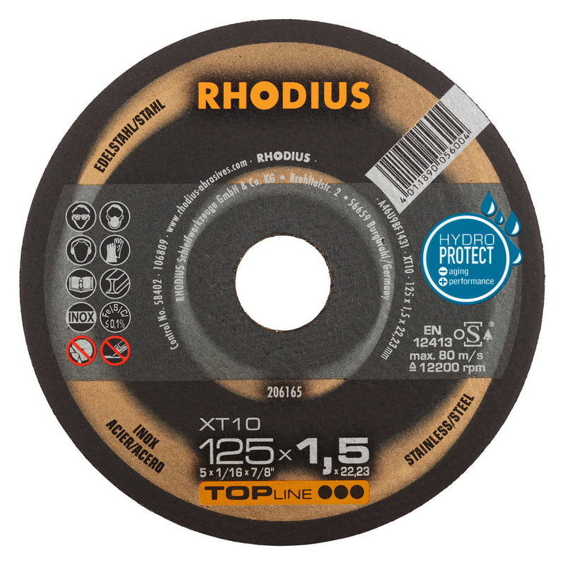 Disques à tronçonner XT10 125 x 1,5 x 22,23 TOP-LINE (Paquet de 25 pièces) - RHODIUS