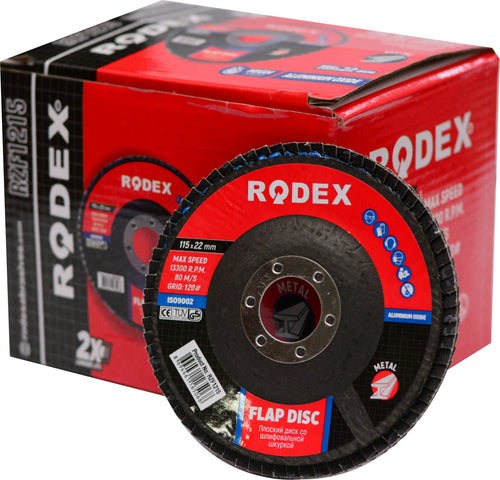 Paquet 20 disques à lamelles 115x22mm - Grains 120 - RODEX