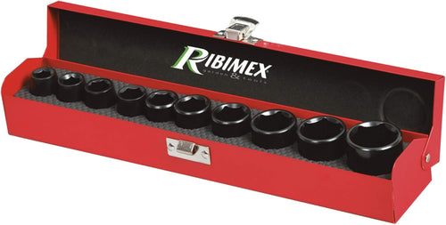Lot de 10 douilles à choc 6 pans 1/2" 10 à 27 mm - RIBIMEX PRCCDC10CT
