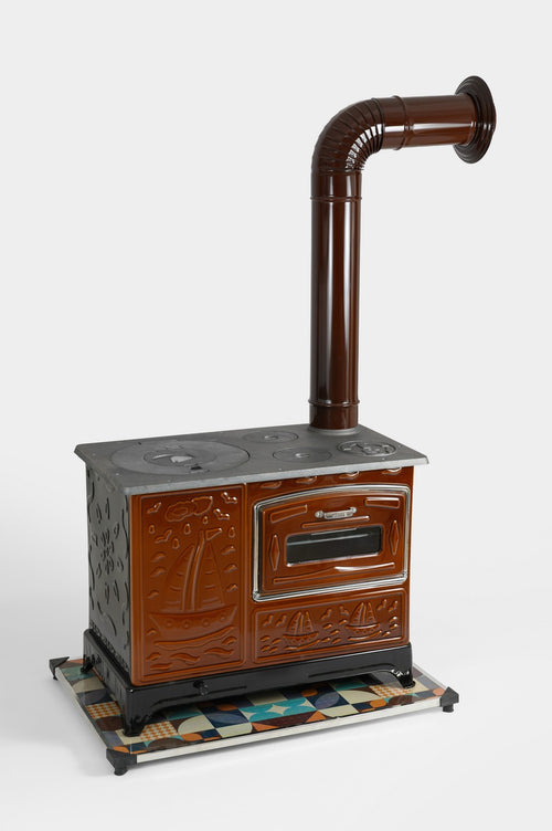 Cuisinière/Poêle à Bois avec Grand Four, Plaque en Fonte et Corps Émaillé, Chauffage et Cuisson en intérieur et extérieur avec accessoires – LPP ZIBAR