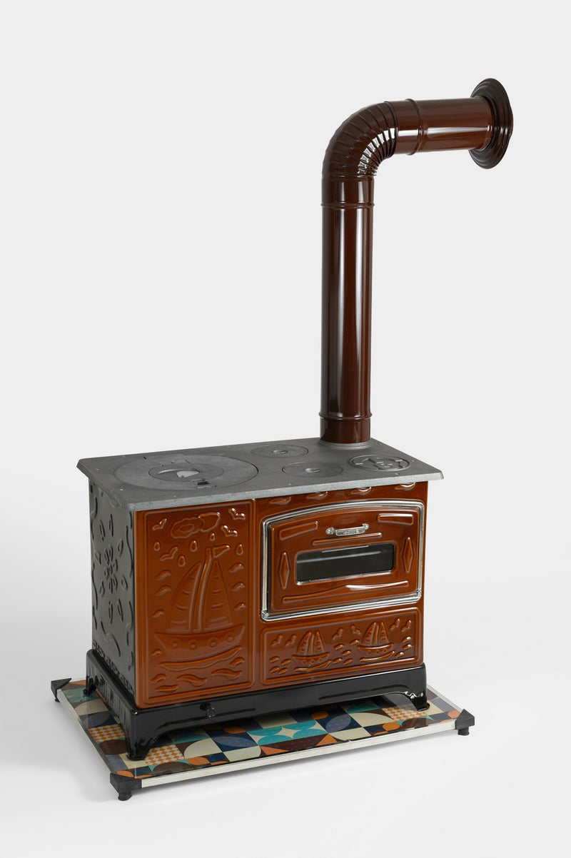 Cuisinière/Poêle à Bois avec Grand Four, Plaque en Fonte et Corps Émaillé, Chauffage et Cuisson en intérieur et extérieur avec accessoires – LPP ZIBAR