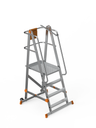 Escabeau à Plateforme roulante Pliable en Aluminium renforcé – 3 marches + Plateforme antidérapante (570 x 620 cm), H.104 cm avec Garde-Corps de sécurité – SARAYLI 8103