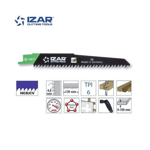 Lame de scie sabre pour bois (S644D) - Paquet de 5 PCS - HCS/CV 150 mm TPI 6 - IZAR