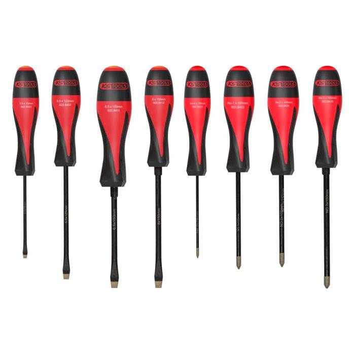 Jeu de 8 Tournevis ULTIMATEGrip, fente - PH - KS TOOLS 922.6420
