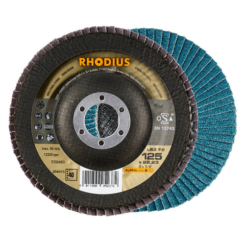 Disques à lamelles inclinée LSZ F2 125 mm Grain 60 - Box métal de 5 PCS - RHODIUS