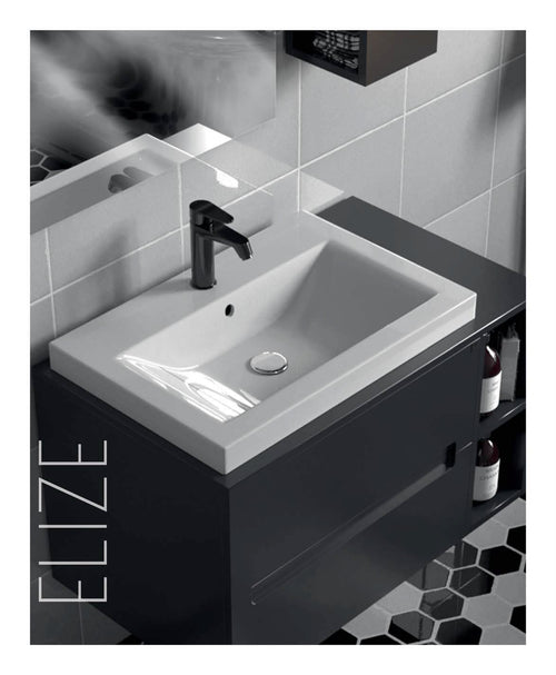 Lavabo à poser en céramique Blanc Carrée - ELISE 65 CM - LPP