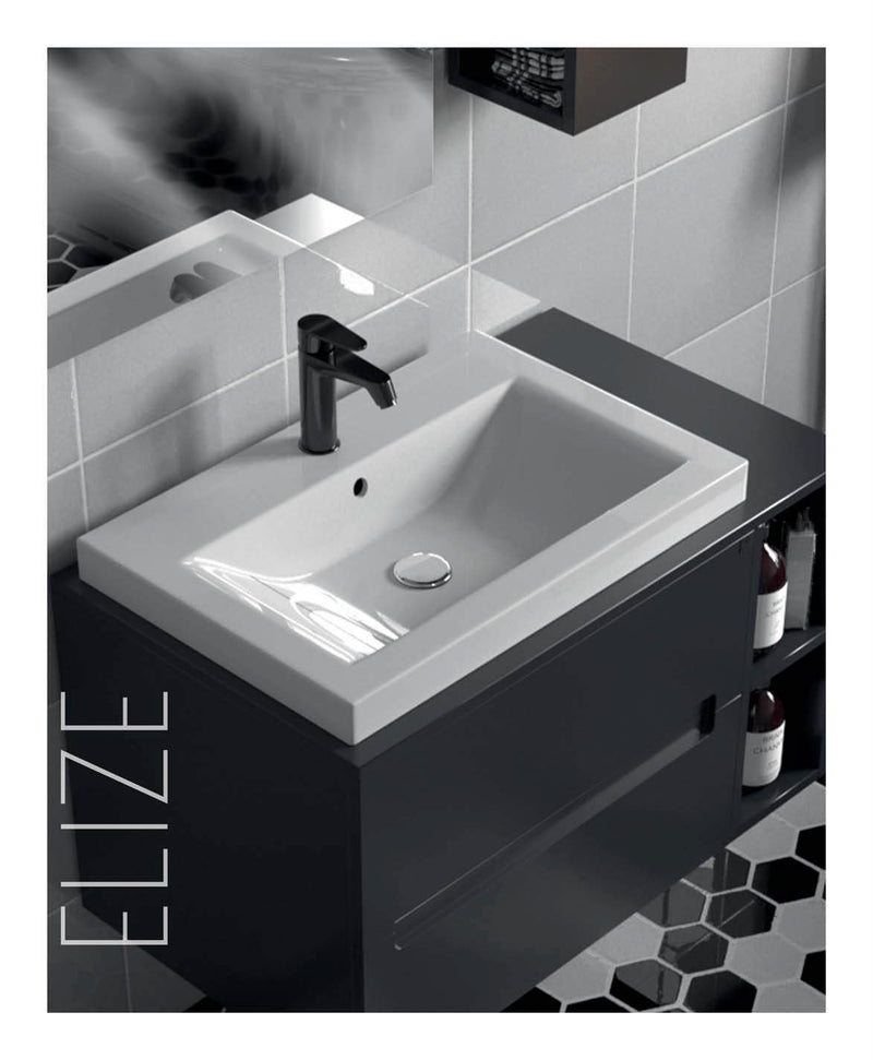Lavabo à poser en céramique Blanc Carrée - ELISE 65 CM - LPP