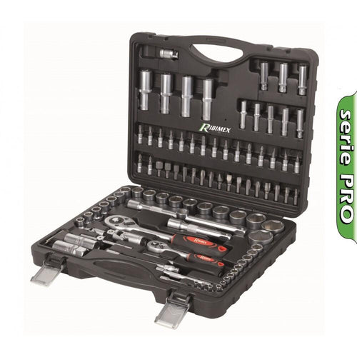Coffret clés à douilles Pro au chrome vanadium 94 pièces - RIBIMEX PRKOUT94/M
