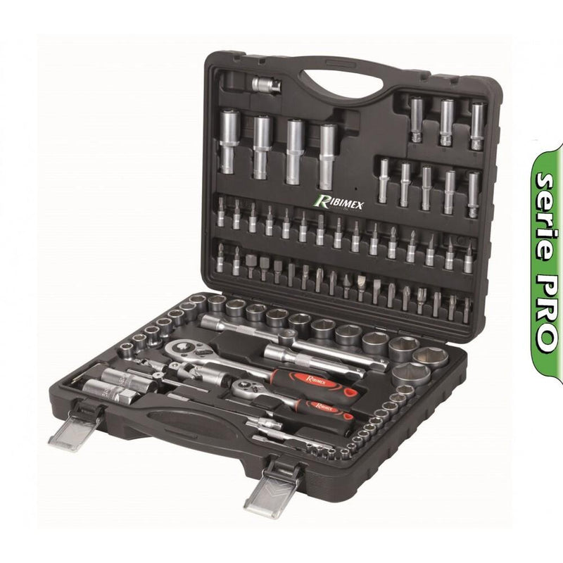 Coffret clés à douilles Pro au chrome vanadium 94 pièces - RIBIMEX PRKOUT94/M