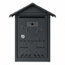 Boîte aux lettres murale en acier, Gris anthracite mat avec serrure, toit décoratif et porte-étiquette 24 x 31 x 9 cm – LPP
